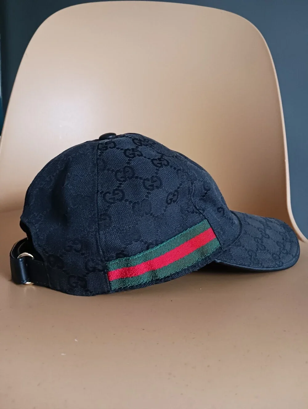Gucci Monogram, Canvas Basball Hat With Web, One Size